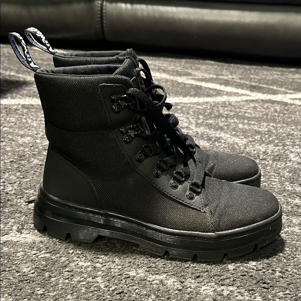 Dr. Martens Black Lace Up Boots - (Combs Women's Poly Casual Boots)